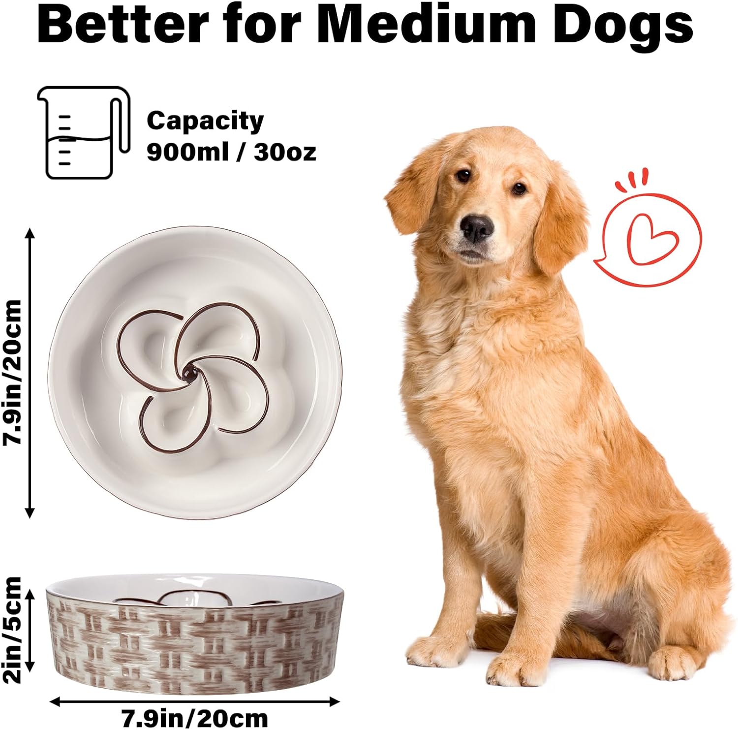 Ceramic Slow Feeder Dog Bowl That Helps Dogs Eat Slowly