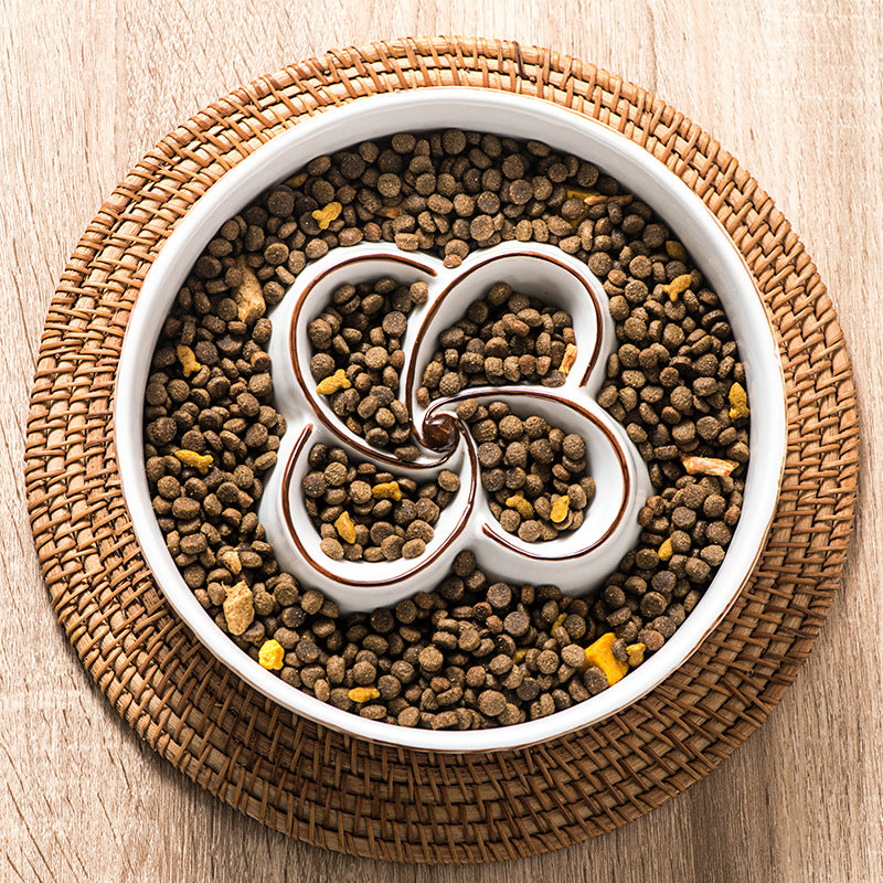 Ceramic Slow Feeder Dog Bowl That Helps Dogs Eat Slowly