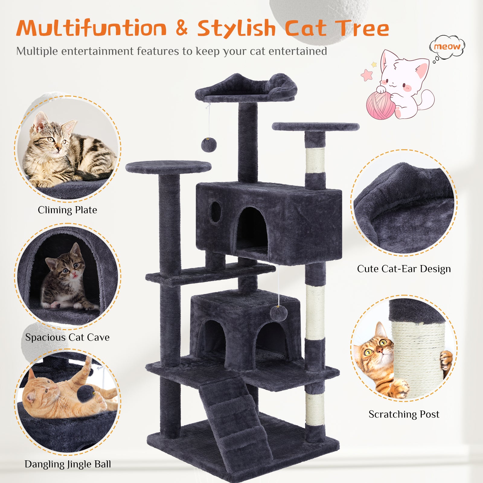 Elegant Cat Tower for Play, Rest, and Climbing